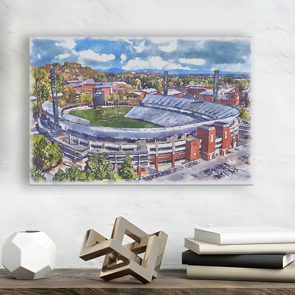 Scott Painting Stadium Watercolor, Albemarle County Virginia Watercolor, Sport Art, Gifts for him, Canvas Print Wall Art