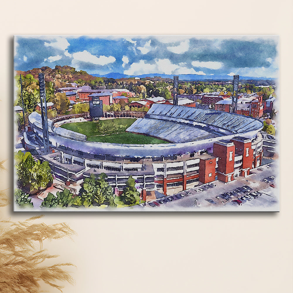 Scott Painting Stadium Watercolor, Albemarle County Virginia Watercolor, Sport Art, Gifts for him, Canvas Print Wall Art