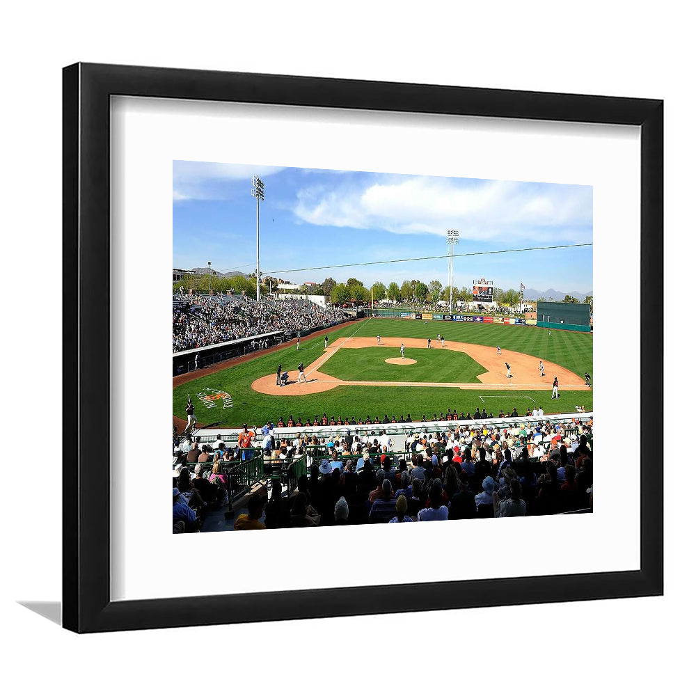 Scottsdale Stadium, Stadium Canvas, Sport Art, Gift for him, White Border Framed Art Print Wall Decor