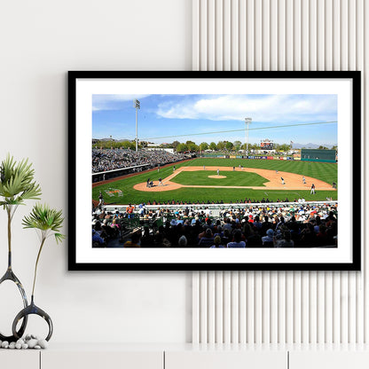 Scottsdale Stadium, Stadium Canvas, Sport Art, Gift for him, White Border Framed Art Print Wall Decor