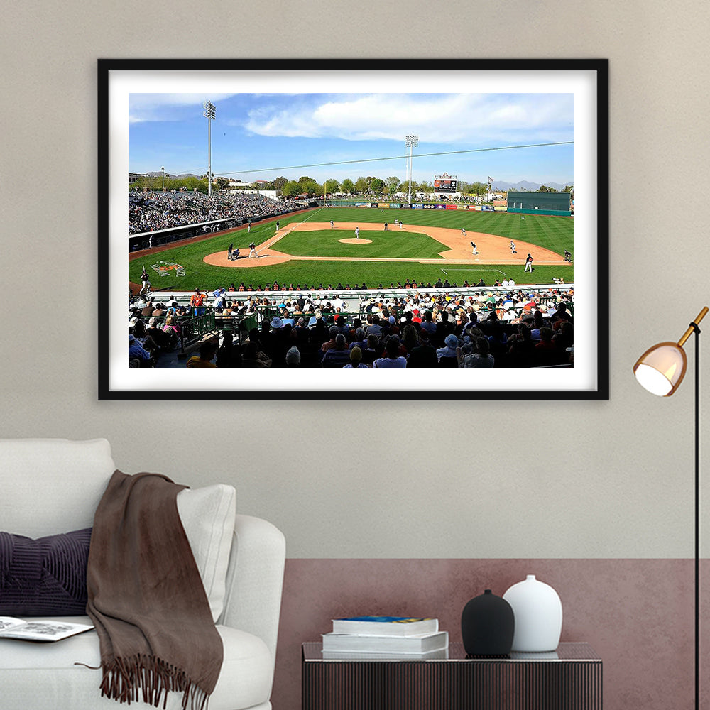 Scottsdale Stadium, Stadium Canvas, Sport Art, Gift for him, White Border Framed Art Print Wall Decor
