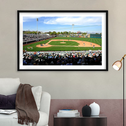 Scottsdale Stadium, Stadium Canvas, Sport Art, Gift for him, White Border Framed Art Print Wall Decor