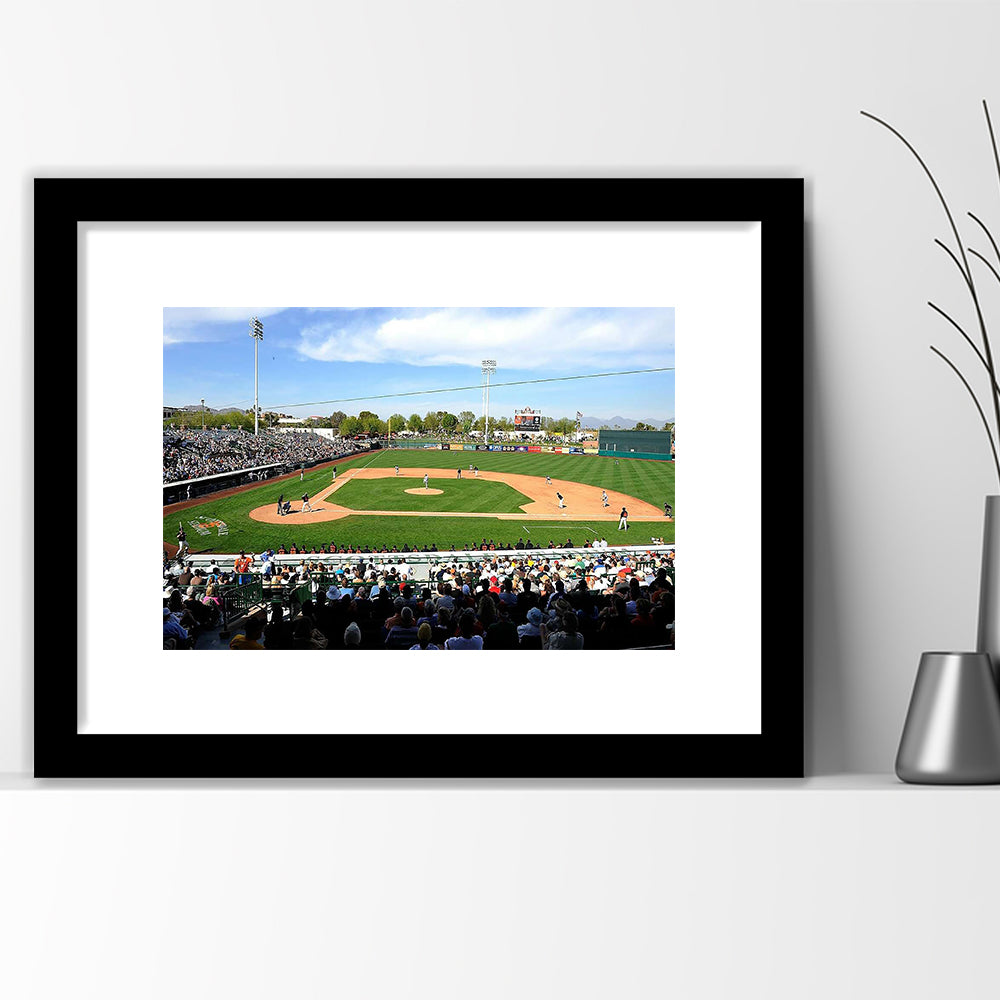 Scottsdale Stadium, Stadium Canvas, Sport Art, Gift for him, White Border Framed Art Print Wall Decor