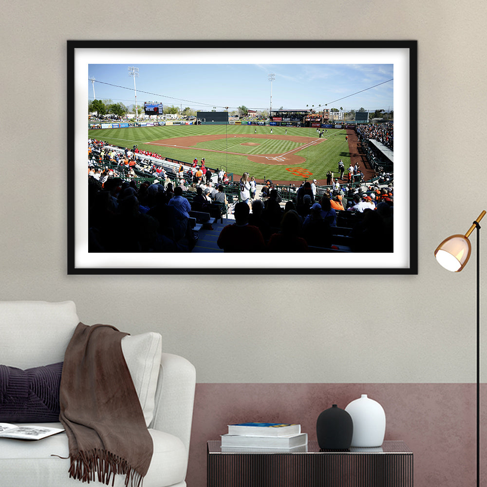 Scottsdale Stadium in Scottsdale, Stadium Canvas, Sport Art, Gift for him, White Border Framed Art Print Wall Decor