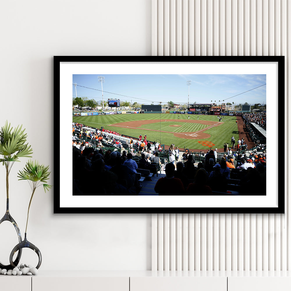 Scottsdale Stadium in Scottsdale, Stadium Canvas, Sport Art, Gift for him, White Border Framed Art Print Wall Decor