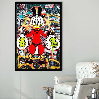 Scrooge McDuck - Alec Monopoly Inspired, Framed Art Print, Picture Framed Wall Art Decor