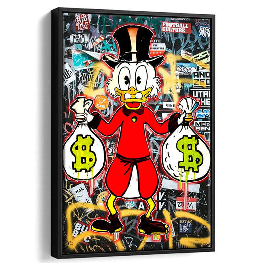 Scrooge McDuck - Alec Monopoly Inspired, Framed Canvas Print, Floating Frame, Luxury Wall Art Decor