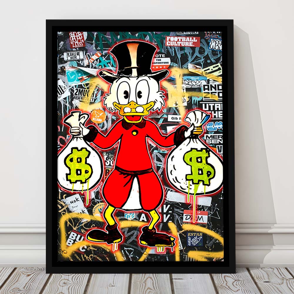 Scrooge McDuck - Alec Monopoly Inspired, Framed Canvas Print, Floating Frame, Luxury Wall Art Decor