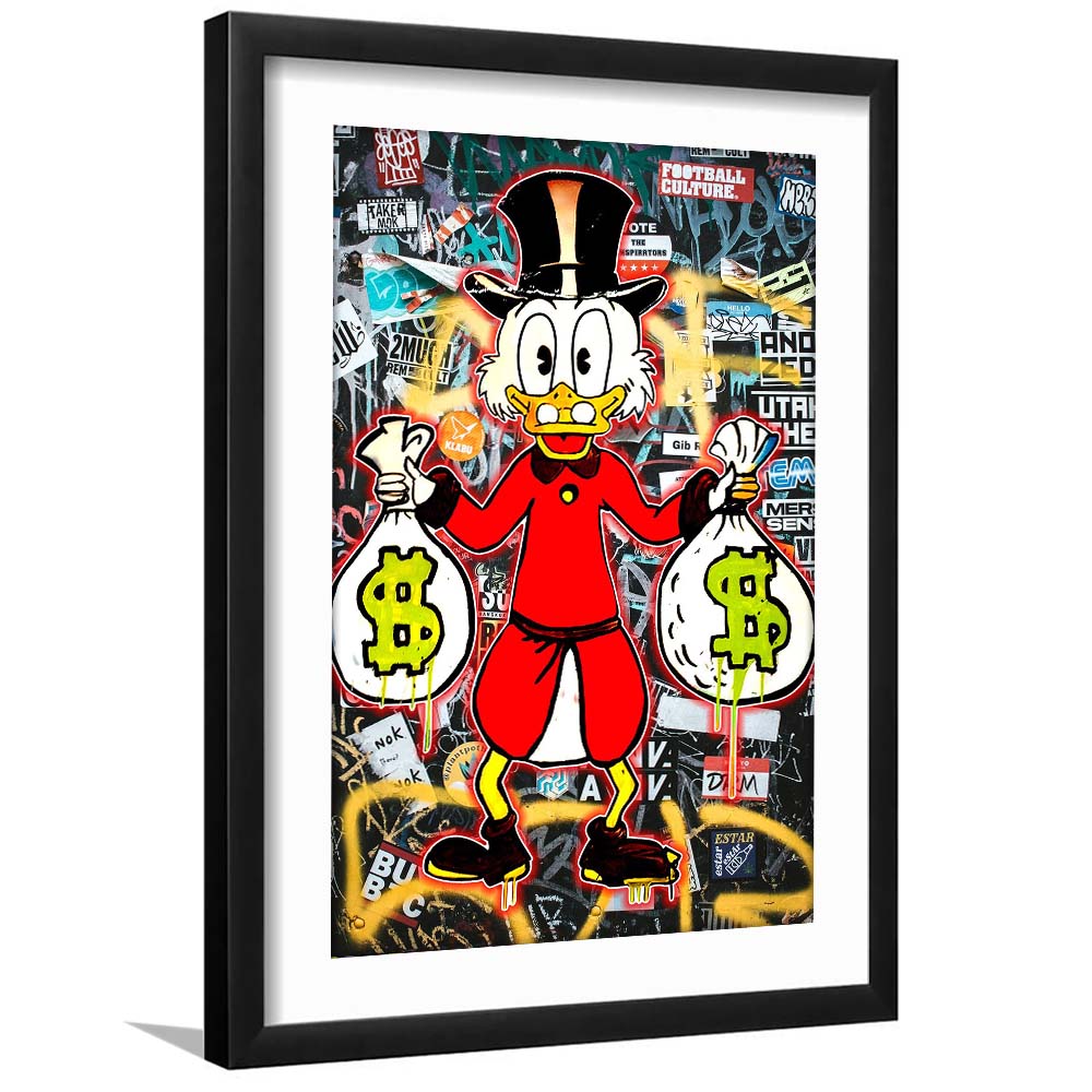 Scrooge McDuck - Alec Monopoly Inspired, Framed Art Print, Luxury Pictures Framed, White Border