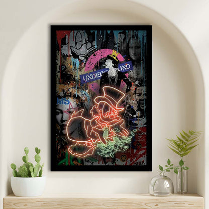 Scrooge McDuck Money Money Neon Sign Effects, Framed Art Print, Picture Framed Wall Art Decor