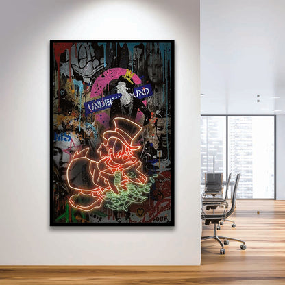 Scrooge McDuck Money Money Neon Sign Effects, Framed Art Print, Picture Framed Wall Art Decor