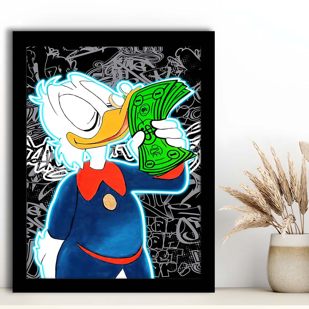 Scrooge McDuck Money On My Mind, Framed Art Print, Picture Framed Wall Art Decor