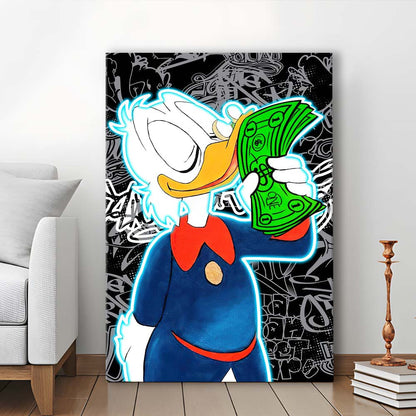 Scrooge McDuck Money On My Mind, Canvas Print, Luxury Wall Art Decor, Modern Art