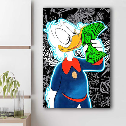 Scrooge McDuck Money On My Mind, Canvas Print, Luxury Wall Art Decor, Modern Art