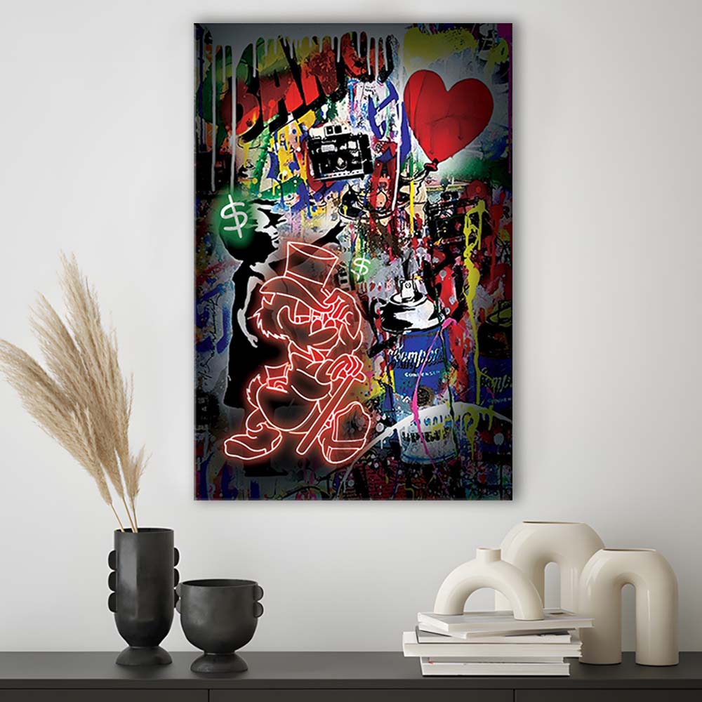 Scrooge McDuck Neon Sign Effects, Canvas Print, Luxury Wall Art Decor, Modern Art