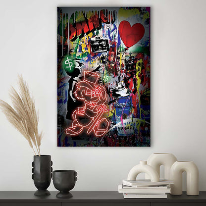 Scrooge McDuck Neon Sign Effects, Canvas Print, Luxury Wall Art Decor, Modern Art