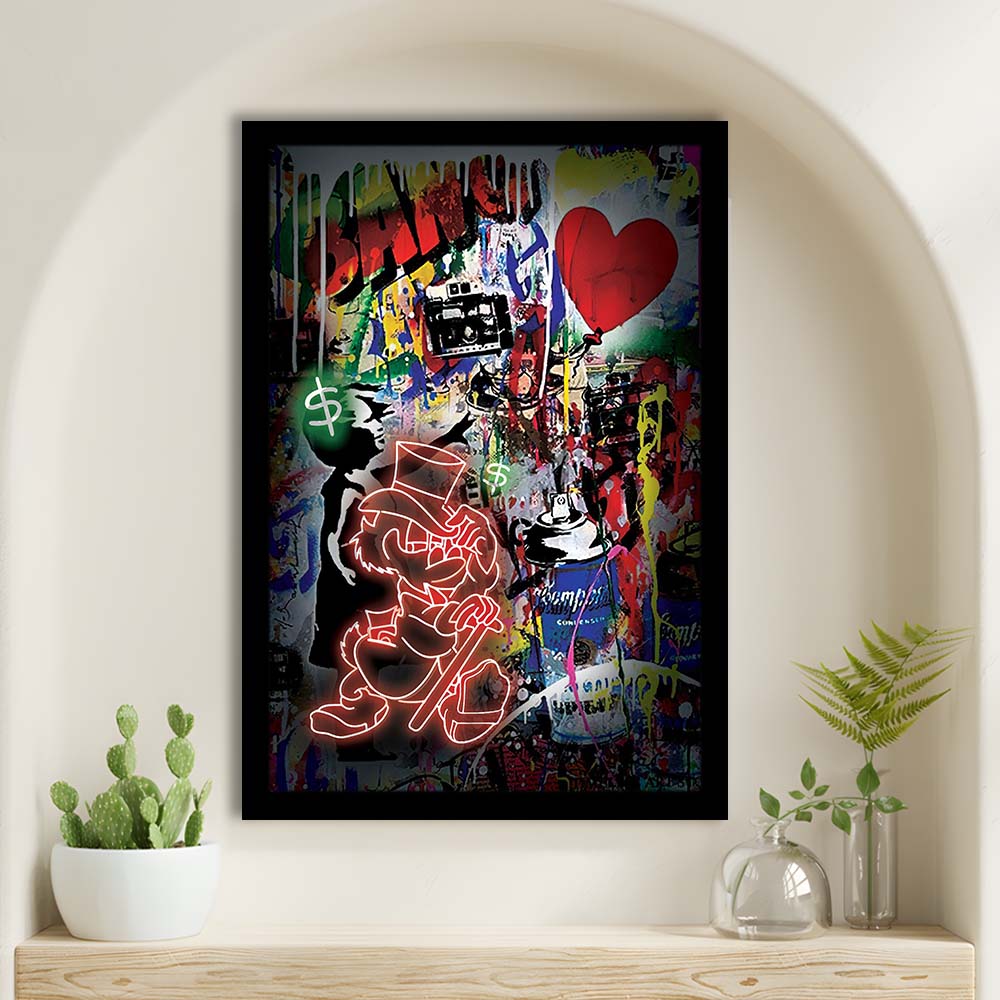 Scrooge McDuck Neon Sign Effects, Framed Art Print, Picture Framed Wall Art Decor