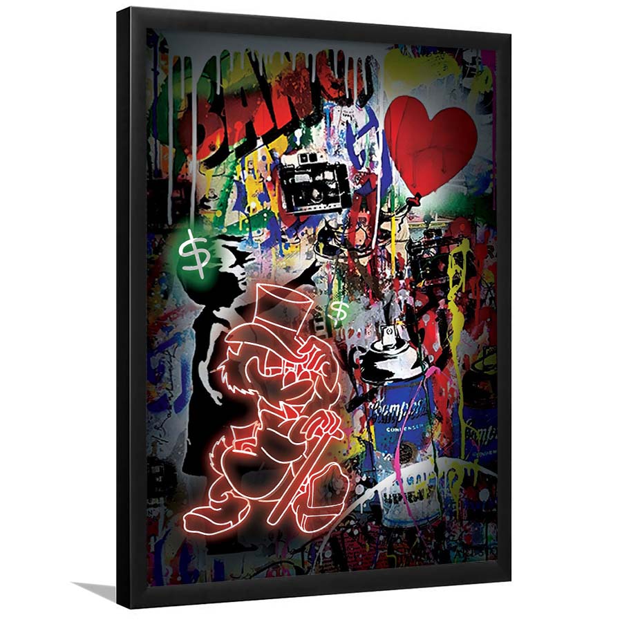 Scrooge McDuck Neon Sign Effects, Framed Art Print, Picture Framed Wall Art Decor