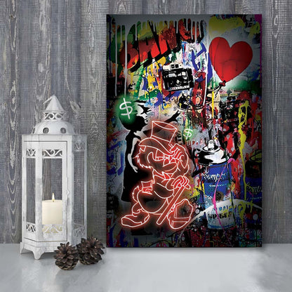 Scrooge McDuck Neon Sign Effects, Canvas Print, Luxury Wall Art Decor, Modern Art