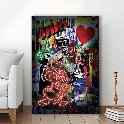 Scrooge McDuck Neon Sign Effects, Canvas Print, Luxury Wall Art Decor, Modern Art