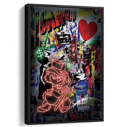 Scrooge McDuck Neon Sign Effects, Framed Canvas Print, Floating Frame, Luxury Wall Art Decor