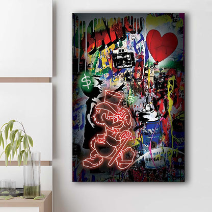 Scrooge McDuck Neon Sign Effects, Canvas Print, Luxury Wall Art Decor, Modern Art