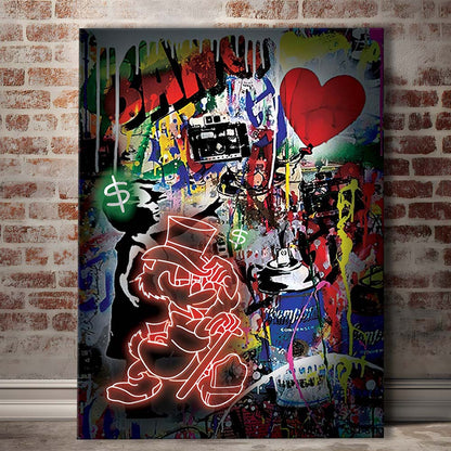 Scrooge McDuck Neon Sign Effects, Canvas Print, Luxury Wall Art Decor, Modern Art