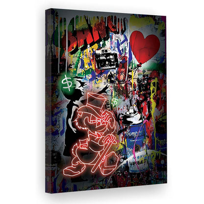 Scrooge McDuck Neon Sign Effects, Canvas Print, Luxury Wall Art Decor, Modern Art