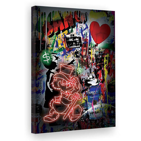 Scrooge McDuck Neon Sign Effects, Canvas Print, Luxury Wall Art Decor, Modern Art