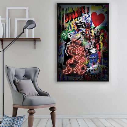 Scrooge McDuck Neon Sign Effects, Framed Canvas Print, Floating Frame, Luxury Wall Art Decor