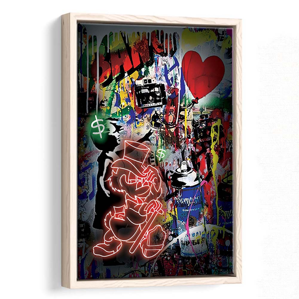 Scrooge McDuck Neon Sign Effects, Framed Canvas Print, Floating Frame, Luxury Wall Art Decor