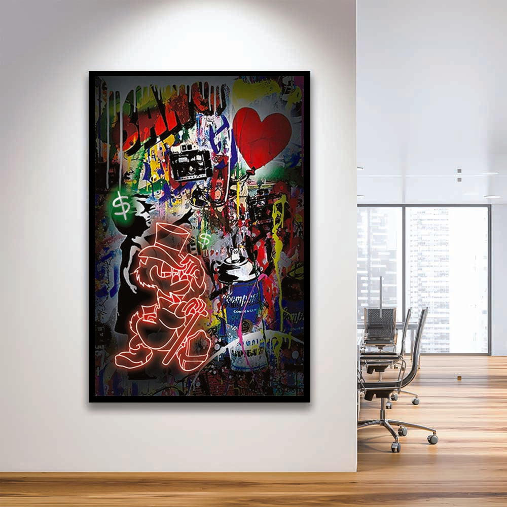 Scrooge McDuck Neon Sign Effects, Framed Art Print, Picture Framed Wall Art Decor