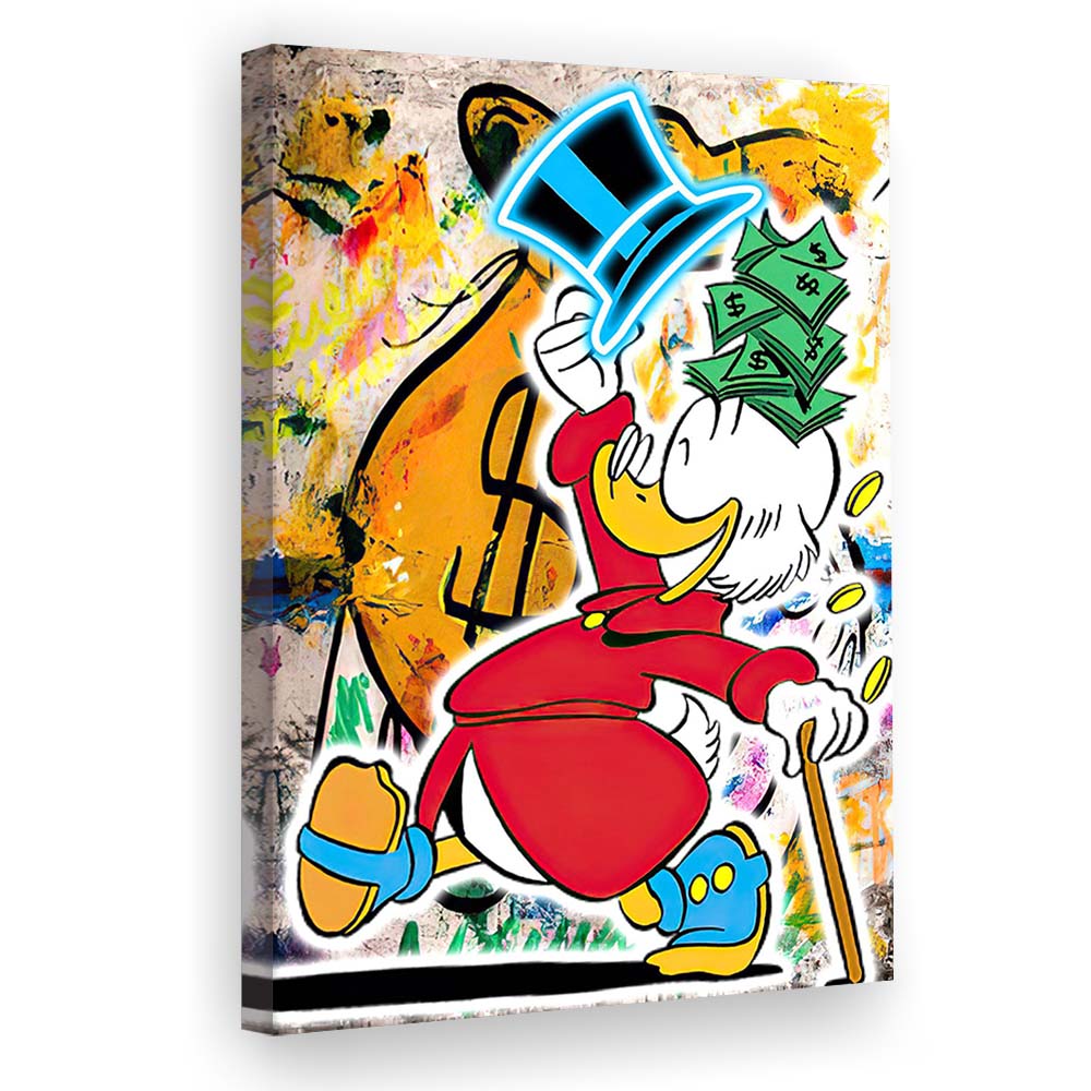 Scrooge McDuck Raining Cash, Canvas Print, Luxury Wall Art Decor, Modern Art