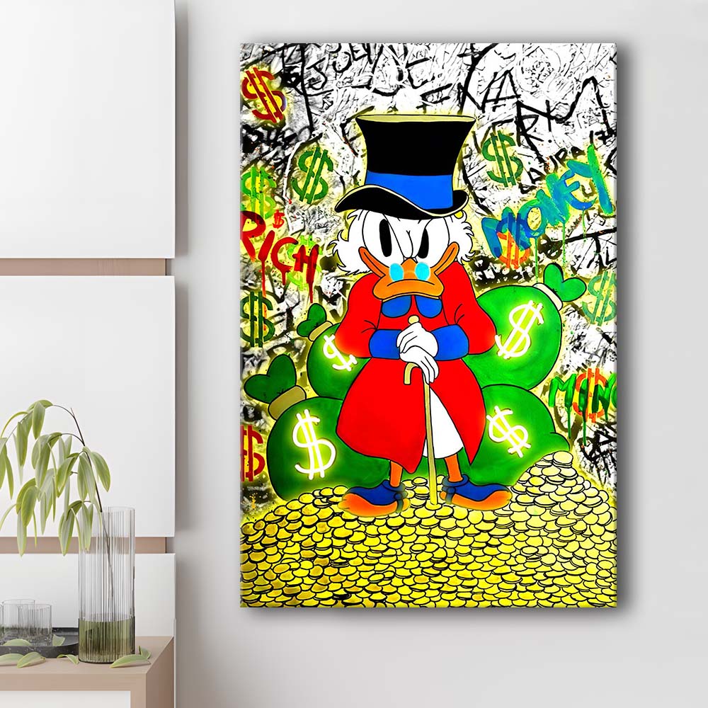 Scrooge McDuck Rich Money, Canvas Print, Luxury Wall Art Decor, Modern Art