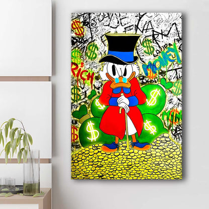 Scrooge McDuck Rich Money, Canvas Print, Luxury Wall Art Decor, Modern Art