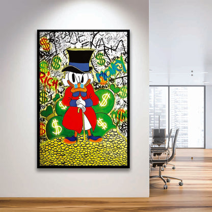 Scrooge McDuck Rich Money, Framed Art Print, Picture Framed Wall Art Decor