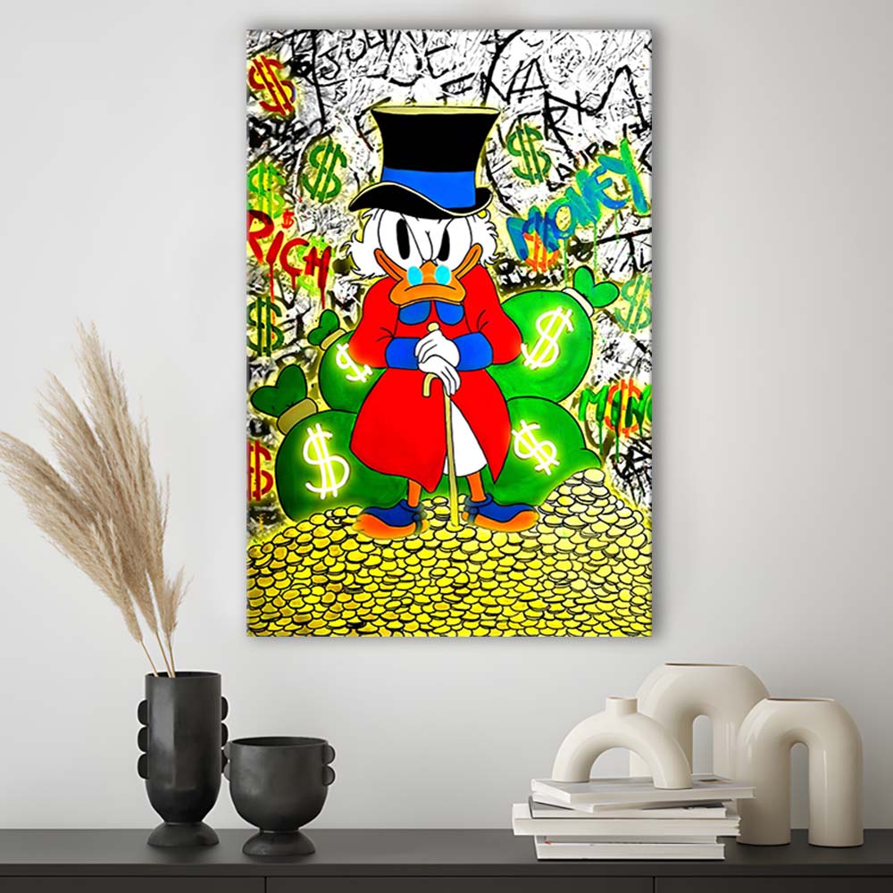 Scrooge McDuck Rich Money, Canvas Print, Luxury Wall Art Decor, Modern Art