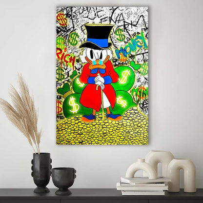 Scrooge McDuck Rich Money, Canvas Print, Luxury Wall Art Decor, Modern Art