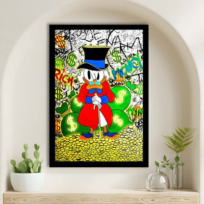 Scrooge McDuck Rich Money, Framed Art Print, Picture Framed Wall Art Decor