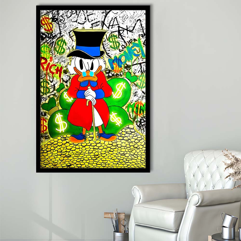 Scrooge McDuck Rich Money, Framed Art Print, Picture Framed Wall Art Decor