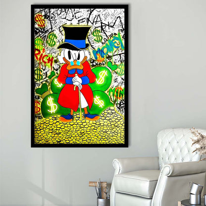 Scrooge McDuck Rich Money, Framed Art Print, Picture Framed Wall Art Decor
