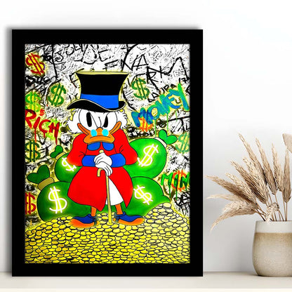 Scrooge McDuck Rich Money, Framed Art Print, Picture Framed Wall Art Decor