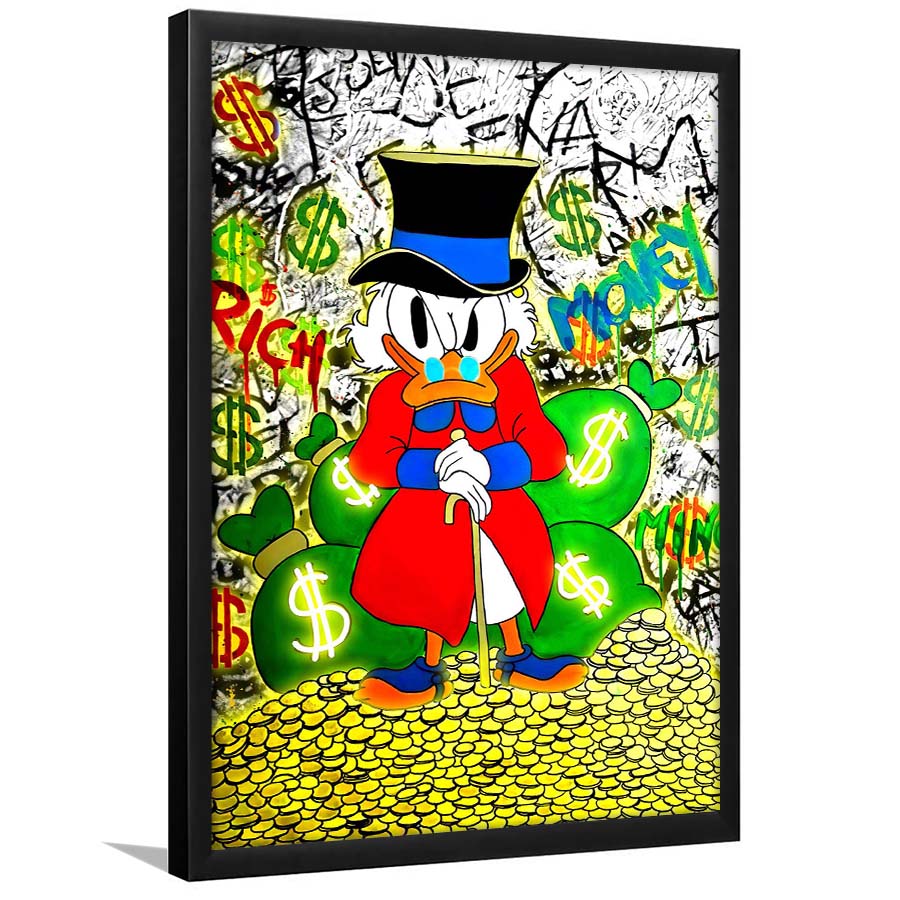 Scrooge McDuck Rich Money, Framed Art Print, Picture Framed Wall Art Decor