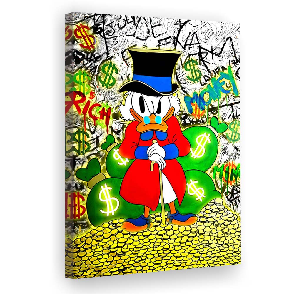 Scrooge McDuck Rich Money, Canvas Print, Luxury Wall Art Decor, Modern Art