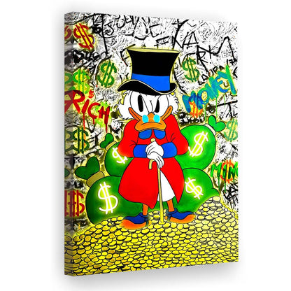Scrooge McDuck Rich Money, Canvas Print, Luxury Wall Art Decor, Modern Art
