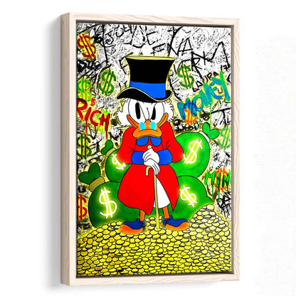 Scrooge McDuck Rich Money, Framed Canvas Print, Floating Frame, Luxury Wall Art Decor