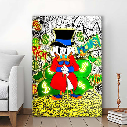 Scrooge McDuck Rich Money, Canvas Print, Luxury Wall Art Decor, Modern Art