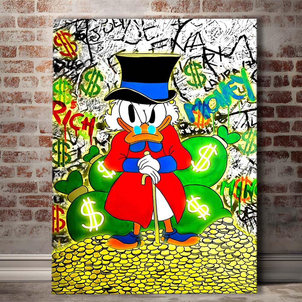 Scrooge McDuck Rich Money, Canvas Print, Luxury Wall Art Decor, Modern Art