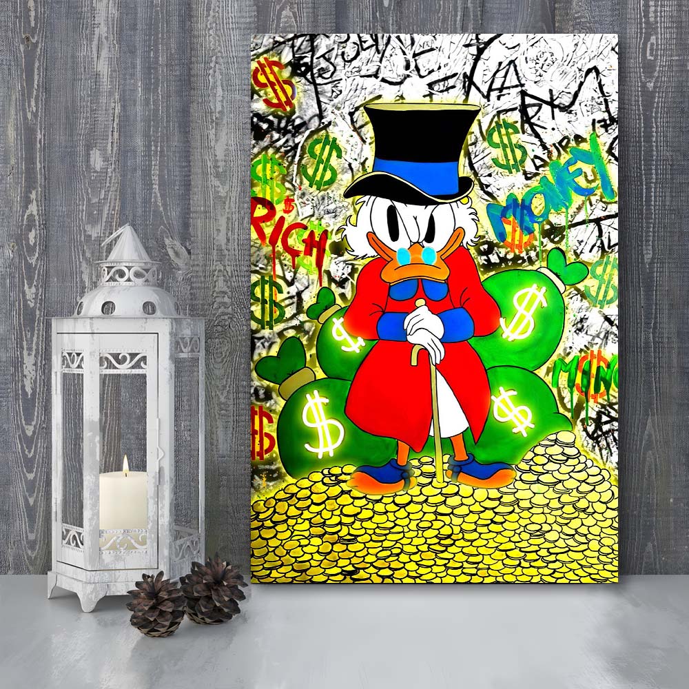 Scrooge McDuck Rich Money, Canvas Print, Luxury Wall Art Decor, Modern Art