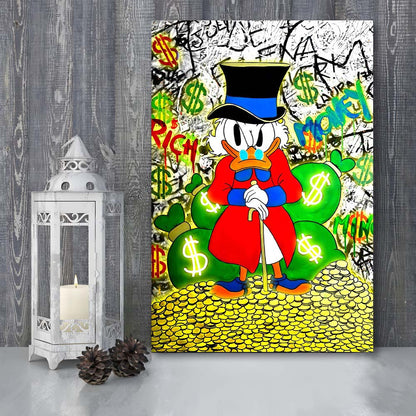 Scrooge McDuck Rich Money, Canvas Print, Luxury Wall Art Decor, Modern Art